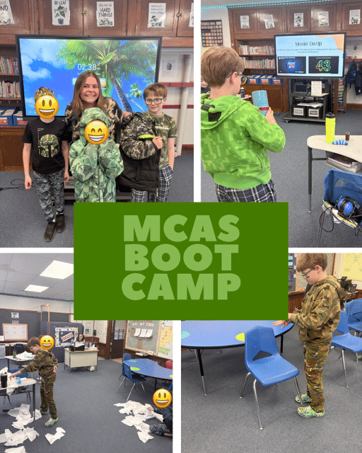 BiCollaborative's tweet photo. MCAS Boot Camp: Miss Ludwig's class participated in MCAS Boot Camp as they geared up to tackle ELA MCAS sessions over the course of 2 days last week. During break times they played various minute-to-win-it games to keep their momentum up! We are so proud… https://t.co/u4qfxYoguI https://t.co/JF1wXd5Or2