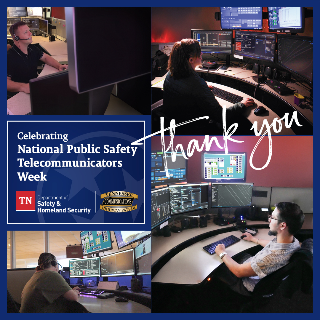 TNHighwayPatrol's tweet photo. Join us in celebrating #NationalPublicSafetyTelecommunicationsWeek!

Dispatchers are the vital link between first responders and the people of Tennessee. Thank you to the @TNHighwayPatrol dispatchers who serve our state 24/7. 

#ThankYouDispatchers #NPSTW https://t.co/ziRqTXGenp