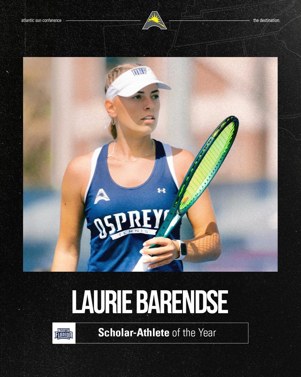 ASUNSports's tweet photo. .@OspreyWTEN 's Laurie Barendse is your #ASUNWTEN Scholar Athlete of the Year 🧠 https://t.co/orBWKWfGWZ