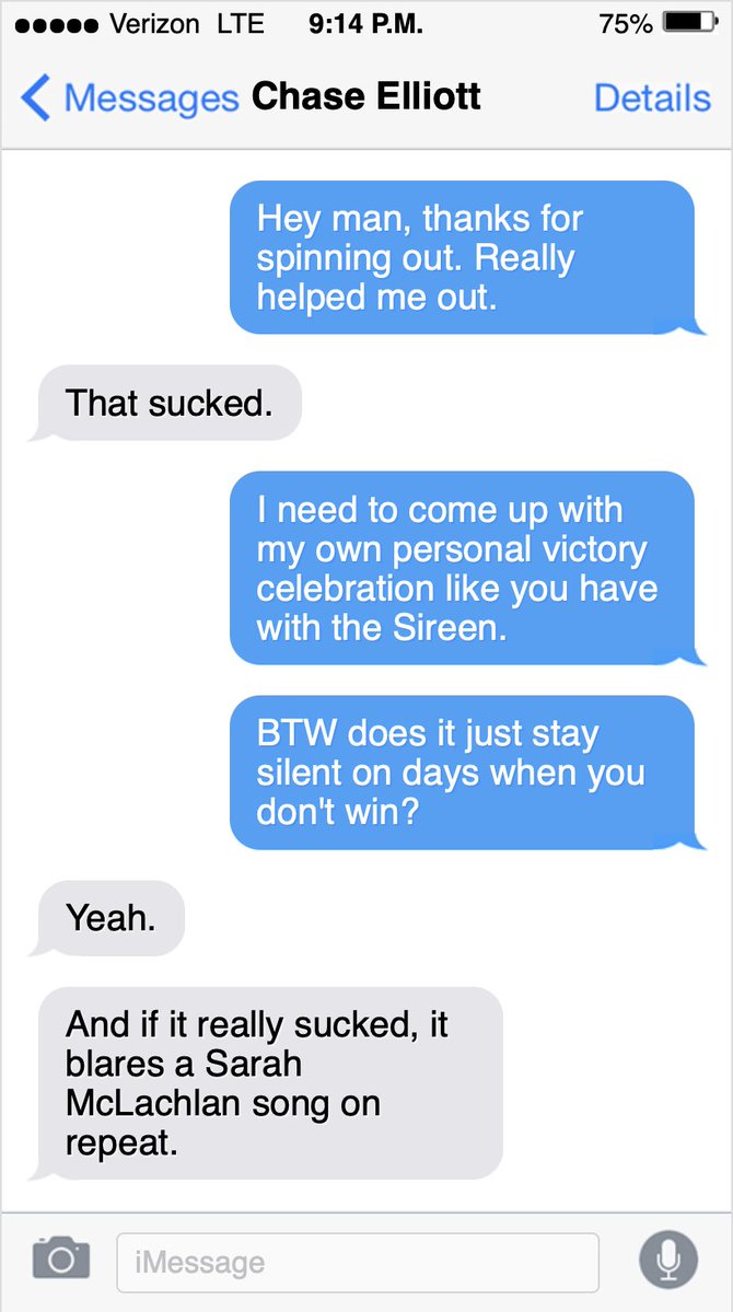 ICYMI: Ty Gibbs earned his first career Cup Series win yesterday at <a href="/ItsBristolBaby/">Bristol Motor Speedway</a> and received several (very fake) texts afterwards.

Read them all here -> open.substack.com/pub/nascar/p/v…