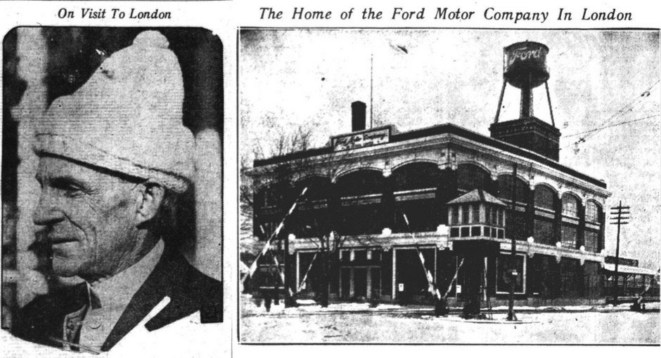 100YearsAgoLive's tweet photo. Henry Ford visits London, Ontario to inspect the production of Ford automobiles in Canada. https://t.co/xRY46xM6uZ