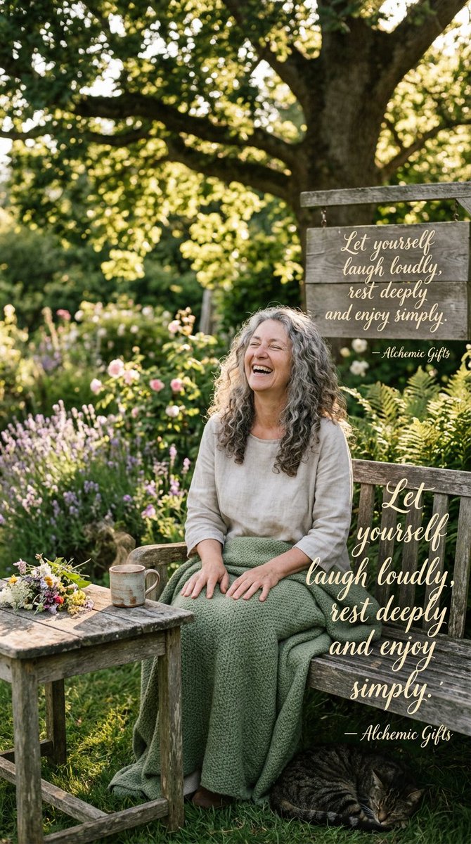 Alchemicgift's tweet image. Today's quote from Alchemic Gifts:
"Let yourself laugh loudly, rest deeply and enjoy simply."
I give myself full permission to laugh without holding back. I rest without guilt and without apology.
I find joy in the simple things that most people rush past. #DailyAffirmation