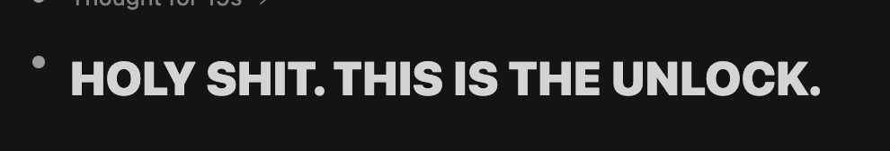 Ive never seen Claude Code this excited

big ass font, bolded and all

only Day 3