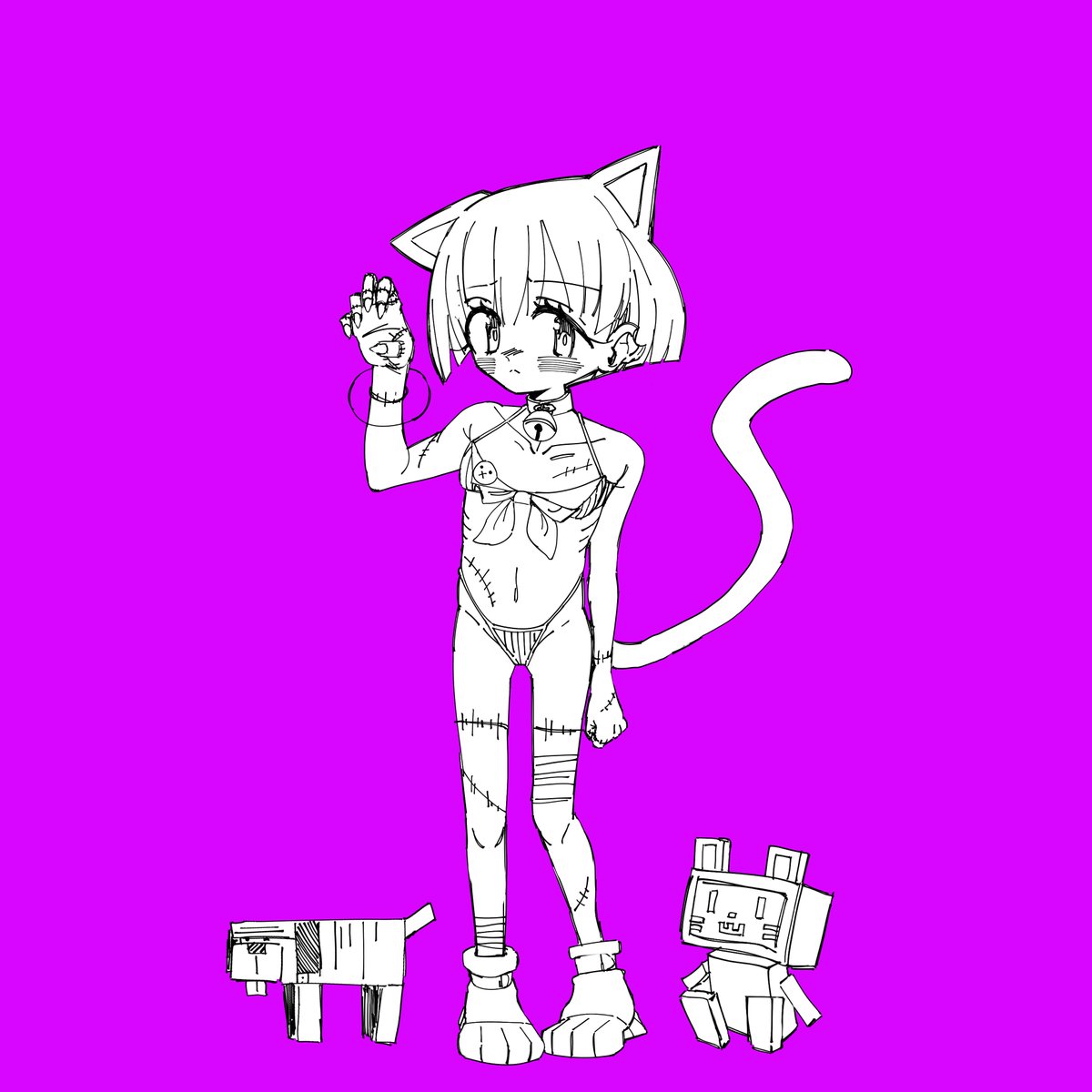 The mystical 4-eared zombie catgirl returns (in 1080p). If peace breaks out in the middle east I will return her color back.