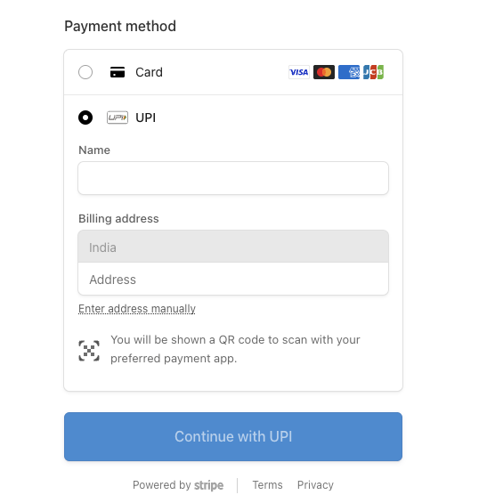 rishimunii's tweet photo. WHOA this is HUGE, stripe has started offering upi payments❗ https://t.co/F2qSAQjje9