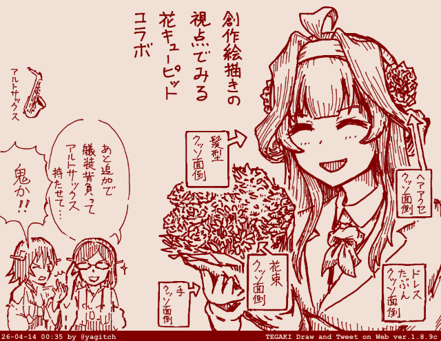 創作絵描きの視点でみる花キューピットコラボ #tegaki_dt 