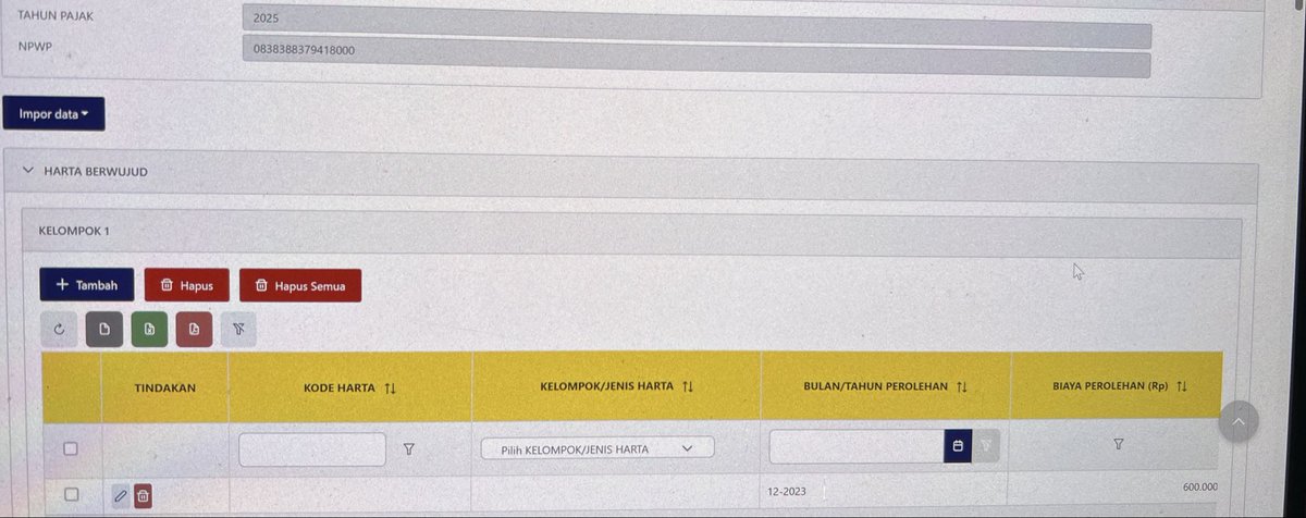 richardbless's tweet photo. @kringpajak kenapa kode harta &amp; kelompok penyusutan tidak muncul setelah input di L9 coretax badan https://t.co/RXyK0rxHf5