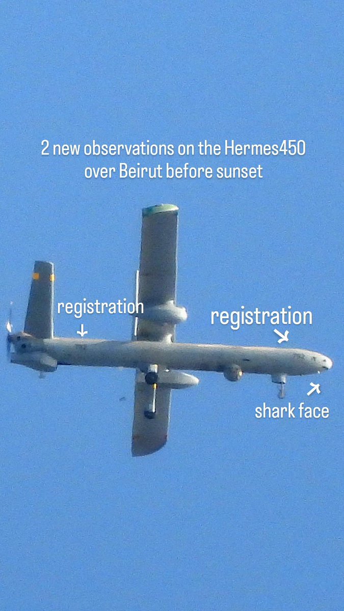 LebanonJets's tweet image. 2 new observationss on 1 of the Hermes450 that's been orbiting over #Beirut today
-Registration code 792
-Sharkface