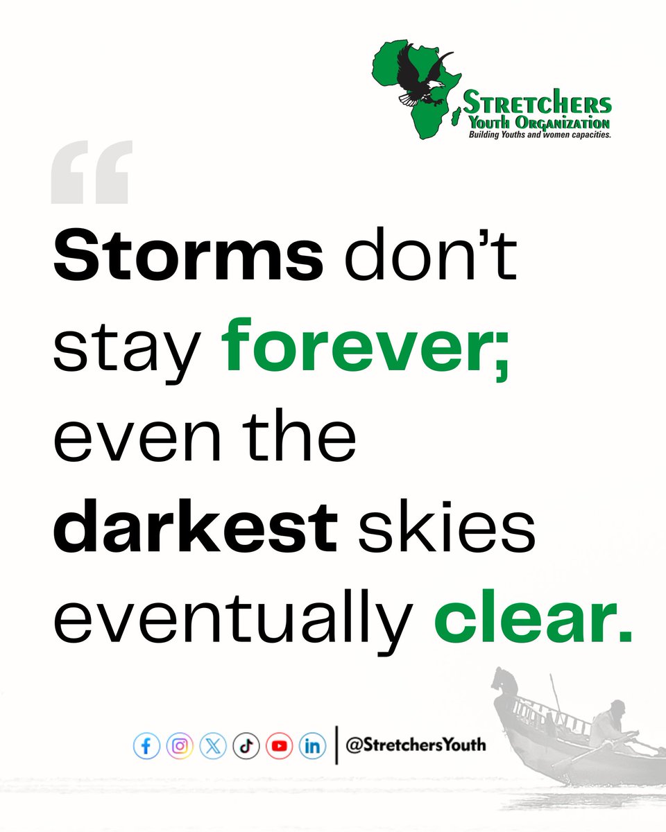 StretchersYouth's tweet image. #MondayVibes

“Storms don’t stay forever; even the darkest skies eventually clear.”

When challenges feel heavy and progress seems slow, hold on to this truth: no storm lasts forever. 

Stay committed. Keep showing up.

#MondayMotivation #NewWeekNewGoals #14YearsOfImpact