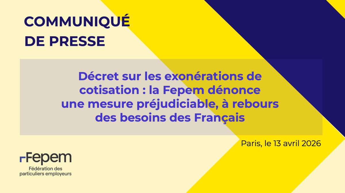 Fepemfr's tweet photo. 📢 Décret limitant les exonérations de cotisation des seniors : une mesure à rebours des besoins des Français
🔗 Lire le communiqué de la Fepem 👉 https://t.co/CLc7nu7hBy 
#EmploiADomicile #PouvoirDAchat https://t.co/EpQH3t6Lic