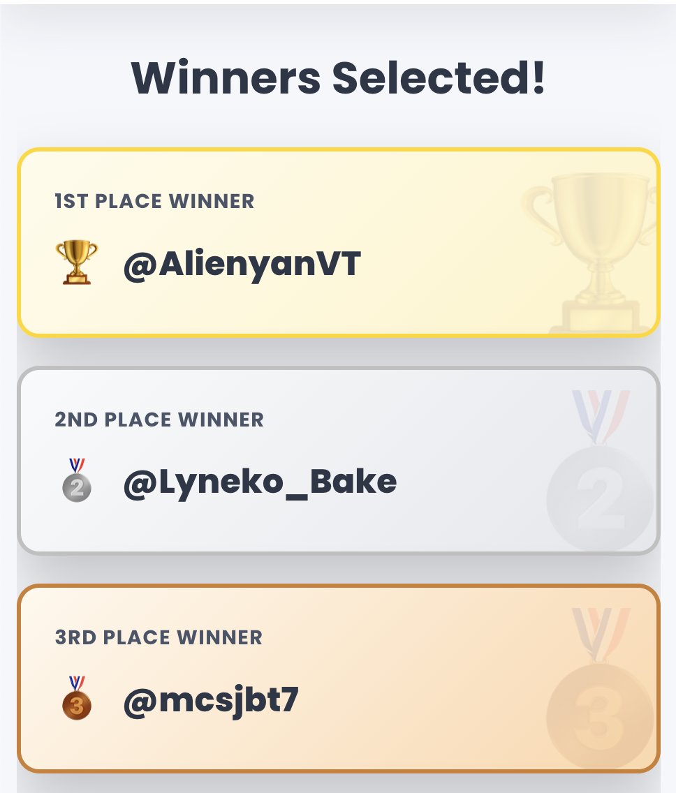 Nuraroni_std's tweet image. ⋆ ⟡🌷✨ NEW CATALOGUE EMOTES RAFFLE WINNERS ✨🌷⟡ ⋆

WE GOT OUR 5 WINNERS!!!

🥇 @AlienyanVT 
🥈 @Lyneko_Bake 
🥉 @mcsjbt7 
🏅 @NabitaraVT 
🏅 @FreyahVT 

congrats to all the winners!! please DM me within 48h + send me your emote choice 🫶

ngl i had so much fun going through