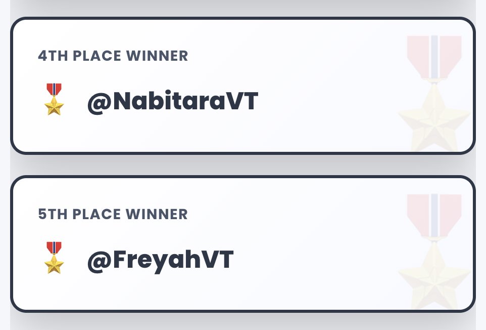Nuraroni_std's tweet image. ⋆ ⟡🌷✨ NEW CATALOGUE EMOTES RAFFLE WINNERS ✨🌷⟡ ⋆

WE GOT OUR 5 WINNERS!!!

🥇 @AlienyanVT 
🥈 @Lyneko_Bake 
🥉 @mcsjbt7 
🏅 @NabitaraVT 
🏅 @FreyahVT 

congrats to all the winners!! please DM me within 48h + send me your emote choice 🫶

ngl i had so much fun going through