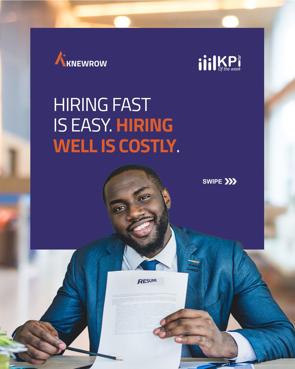 knewrow's tweet photo. Hiring fast is easy. Hiring well is costly!
In this week’s KPI, we break down the formula for the average cost incurred to hire employees.
Do you think the cost of a bad hire could be the cost of a poor performance management system?
Swipe. ➡️
#knewrow #kpioftheweek #hiring https://t.co/jEUmh24tBV