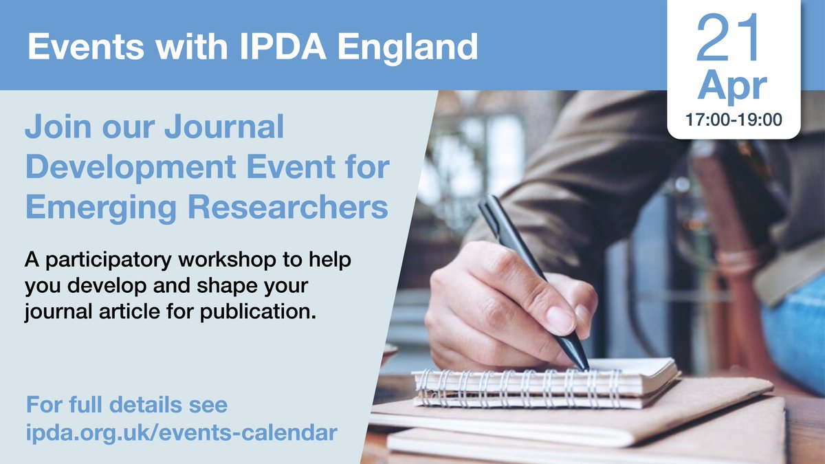 ipda_prof_learn's tweet image. Emerging researchers: IPDA England is holding an online Journal Development Event. A practical 2-hour workshop on planning and shaping your article. Bring an idea, leave with direction. Open to all ipda.org.uk/21-april-2026-…
#AcademicWriting #EmergingResearchers #IPDA