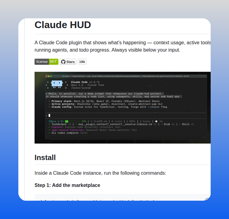 tom_doerr's tweet image. Real-time status HUD for Claude Code sessions

github.com/jarrodwatts/cl…