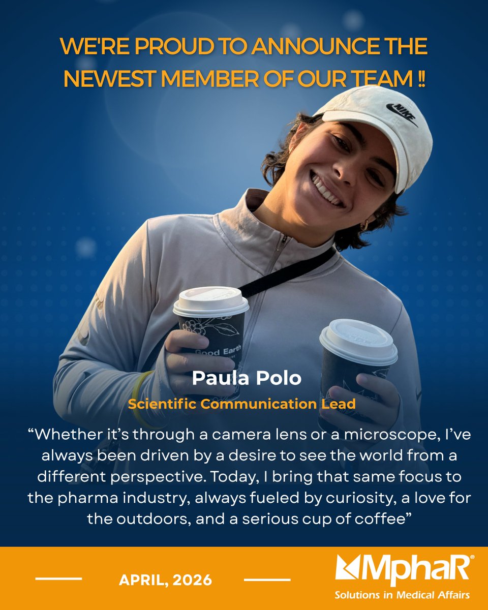 mpha_r's tweet photo. 🎉 Welcome to the Team!

We’re proud to welcome Paula Polo to MphaR as our new Scientific Communication Lead.

Excited to have you on board, Paula — welcome to MphaR! 🚀

#NewTeamMember #WelcomeToTheTeam #ScientificCommunication #MedicalAffairs #MphaR  #TeamGrowth https://t.co/0oJrqwaZUu