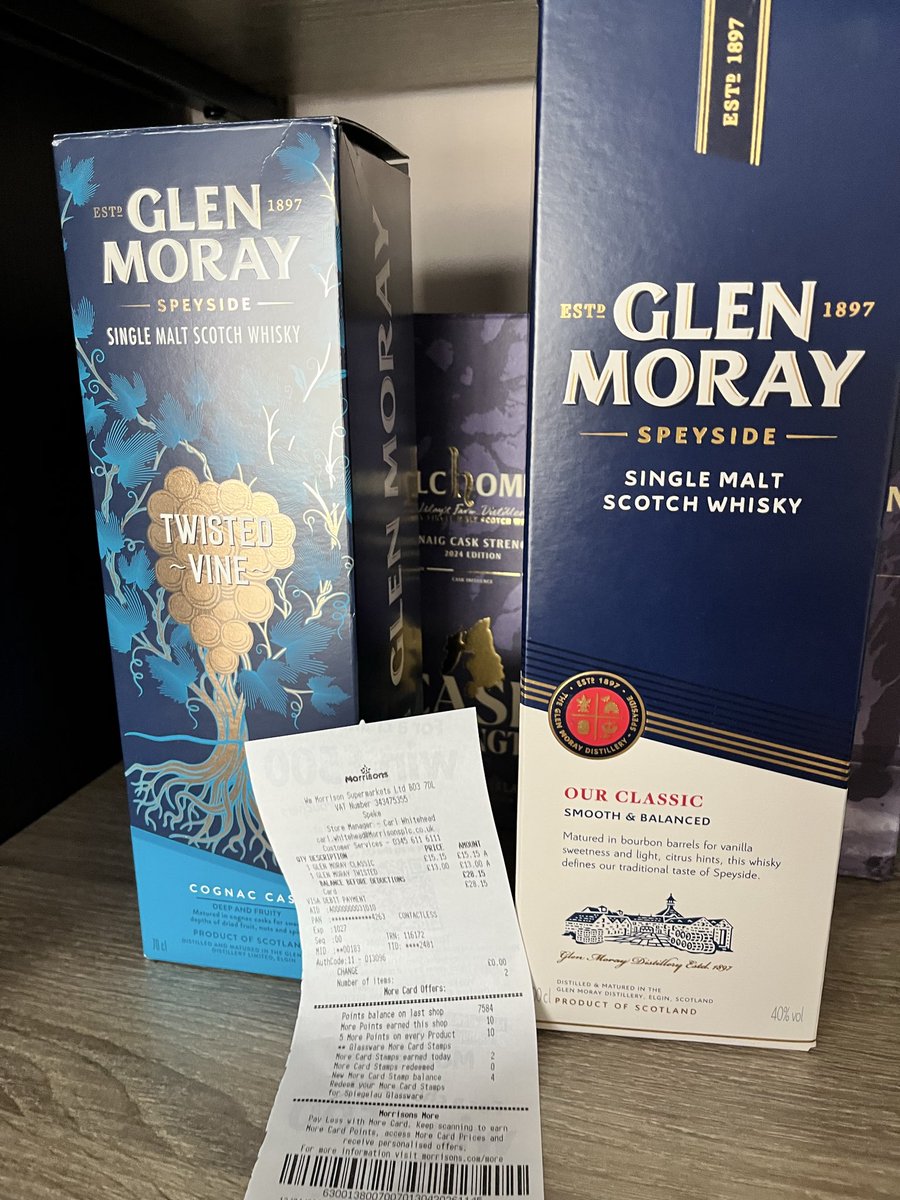 malt_enthusiast's tweet image. How about a bargain hunt ?
Glen Moray Classic 1L for £15
Glen Moray twisted Vine for £13

Shocking clearance at Morrison’s 🤯🤯🤯
#singlemalt #scotch #whisky