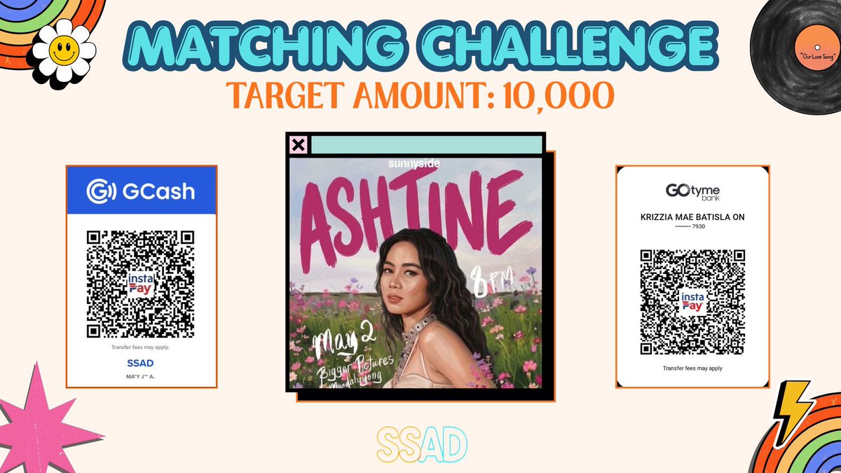 SecretSoc4AD's tweet photo. Ashtine’s May 2 gig is just around the corner and tuloy tuloy lang ang support! 🩵🧡

From us in SSAD, 17 tickets already secured and given away to Keepers/Shines via DM! And we’re not stopping there…

We’re raising funds for Ashtine’s gig and we're launching a MATCHING CHALLENGE!

Target Amount: ₱10,000
Every peso you send gets MATCHED until we hit the target! 

More funds equals more Keepers & Shines to see our main girl Ashtine, LIVE! 🥹🫶

We understand that times are tough, so we encourage everyone to donate only if you have extra budget. No pressure at all, your support in any form means so much to us.

If you’d like to join the challenge, just DM us, @krizziamaedotb , or @jam_xoxo95_ .
Or if you prefer other type of transfers, please don't hesitate to message us.

Maraming salamat! All for AshDres! 🩵🧡

#AshtineOlviga #AshtineGig 
#AshDres