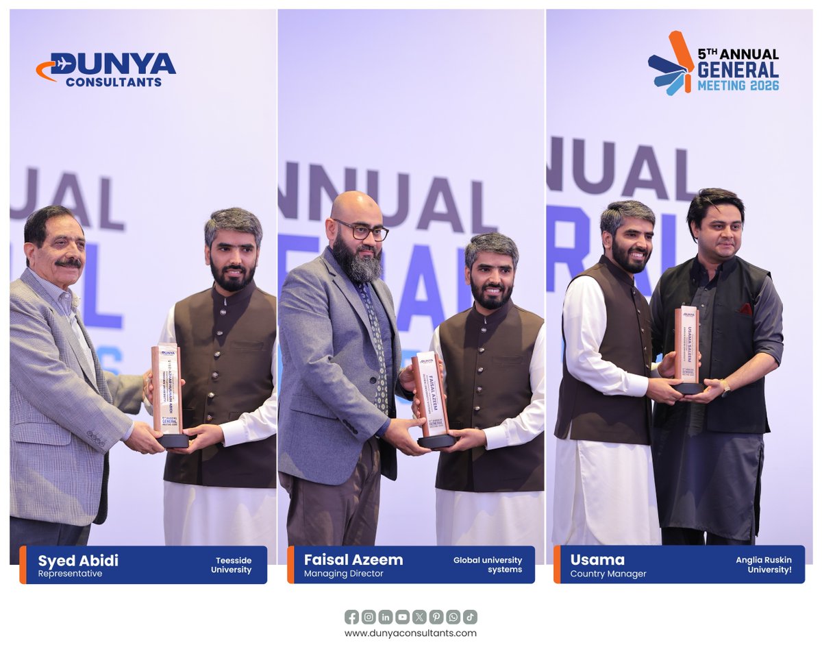 dunyaconsultant's tweet image. We were honored to host and recognize the incredible Country Managers and University Representatives who make our students' international dreams possible.

Thank you for being the backbone of our students' success!

#DunyaConsultants #AGM2026 #HigherEducation #TeamDunya