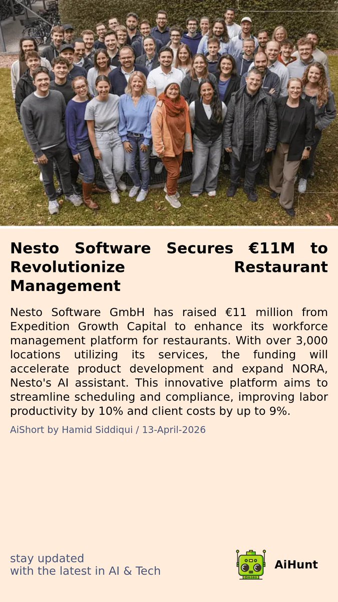 aihuntapp's tweet image. 🚀 Big developments in the restaurant tech world! Nesto Software just secured €11 million to boost its game-changing platform. What does this mean for over 3,000 locations? Stay tuned to find out! 👀💼 #Innovation #RestaurantTech #NestoNews