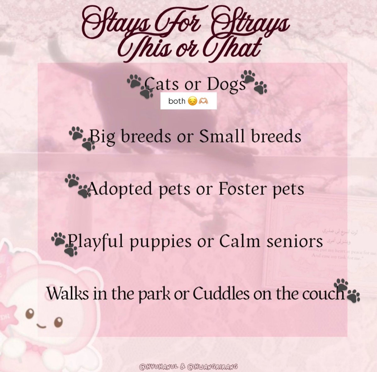 D-5 until STAYS for Strays! Samahan niyo kami bisitahin ang ating paw-riends 🐾 and have a fun day with them! 🐱🐶

For more details, kindly check the main tweet or check out <a href="/hyuhanul/">🌸</a>’s profile 🫶🏼✨