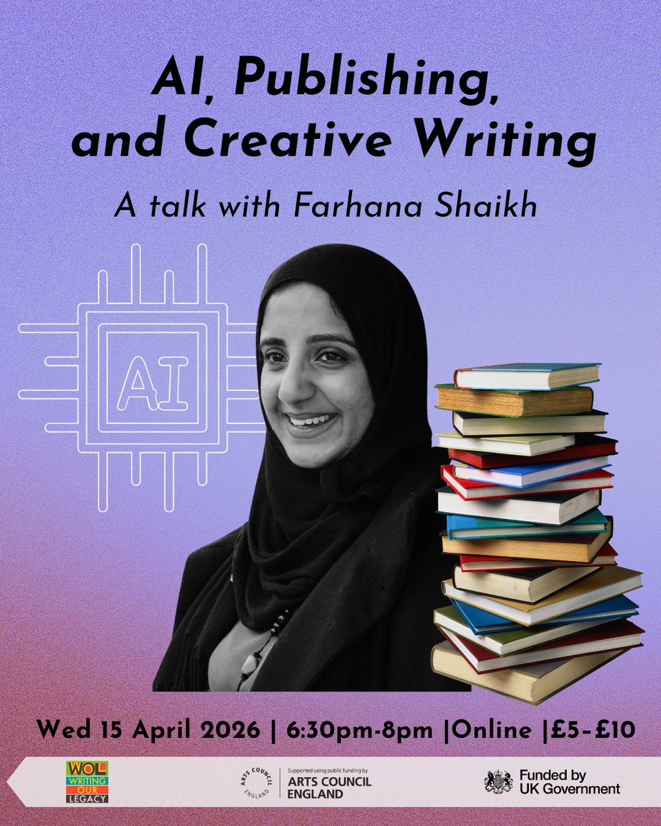 BHwritinglegacy's tweet image. 📢 This Wednesday!

Are you curious about the impact of AI on writers, writing and publishing?

Join @farhanashaikh #online as she discusses all this and more.

📅Wed 15 April | 6:30-8pm BST
🎫 eventbrite.co.uk/e/ai-publishin…