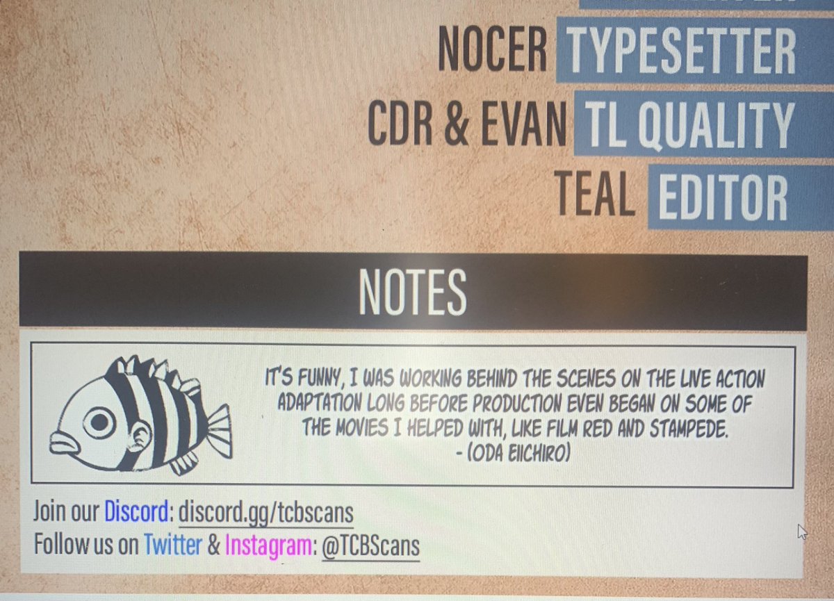 Odas been working on the live action longer than even stampede. Man’s got the Midas touch because the success of the live action is honestly phenomenal