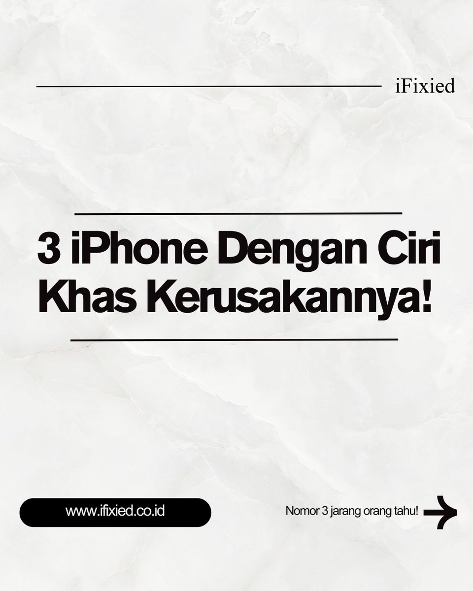 iFixied's tweet image. Tiga kerusakan iPhone yang paling sering terjadi. 

yang biasanya menjadi hal umum untuk sebagian teknisi iphone. Iphone kamu termasuk gak?

Cek Dan Konsultasi GRATIS

#iFixied #iphonerepair #servisiphone #kerusakaniphone #iphoneindonesia