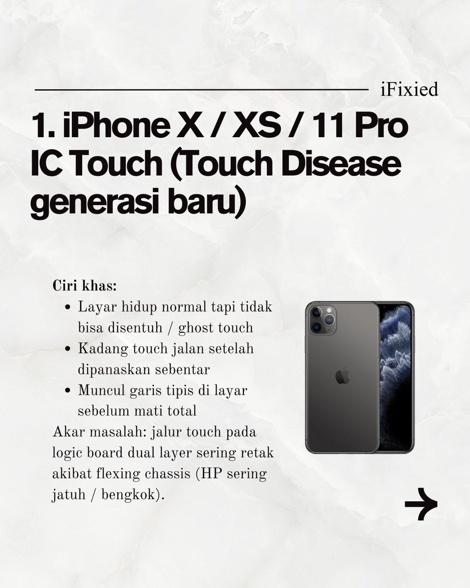 iFixied's tweet image. Tiga kerusakan iPhone yang paling sering terjadi. 

yang biasanya menjadi hal umum untuk sebagian teknisi iphone. Iphone kamu termasuk gak?

Cek Dan Konsultasi GRATIS

#iFixied #iphonerepair #servisiphone #kerusakaniphone #iphoneindonesia