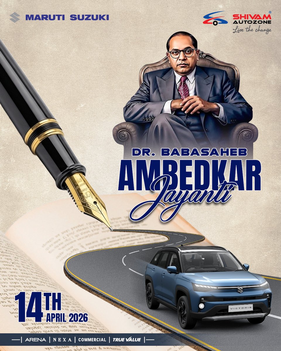 nexashivamauto's tweet photo. Empowering every path, Celebrating every journey. 
Happy Ambedkar Jayanti!  🚙💙

#ShivamAutozone #SAZWishes #Equality #DriveProgress #Nexa #Arena #JaiBhim #AmbedkarJayanti 

[ Legacy, Social Mobility, Ambedkar Jayanti Celebration, Maruti Suzuki Cars, Constitution of India, Dr. B.R. Ambedkar, Visionary Leader, Excellence, Automotive ]
