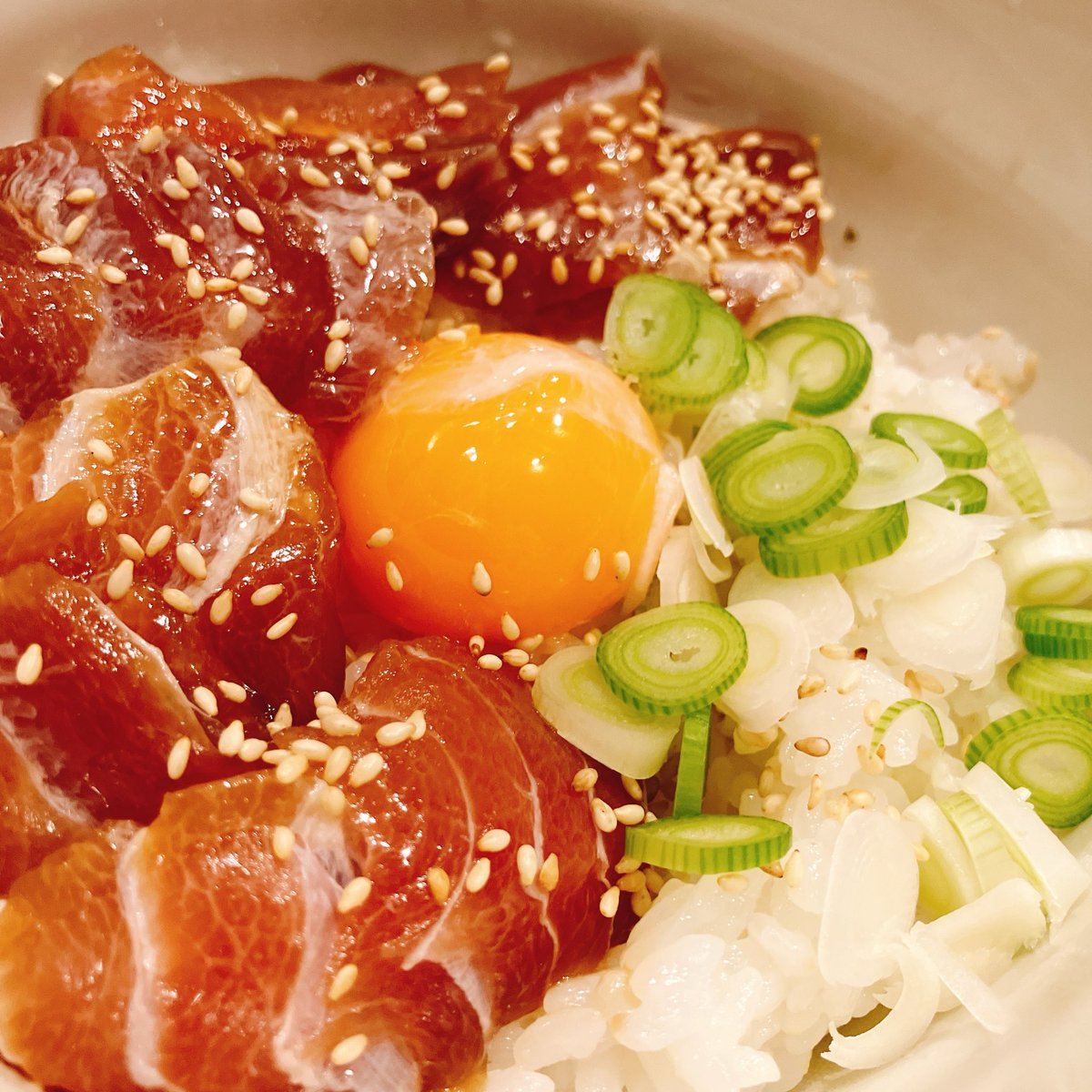 富山からお土産で買ってきたマグロの漬けを使った丼