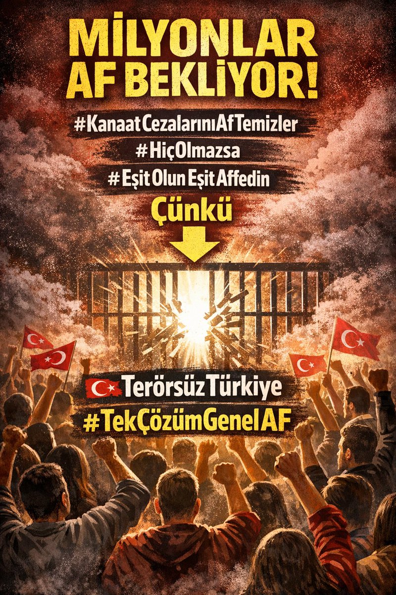 #KanaatCezalarınıAfTemizler
Çünkü
⬇️
YargıSorunlu 
#CezaevleriDolduTaştı
SnErdoğan 48GenelAf