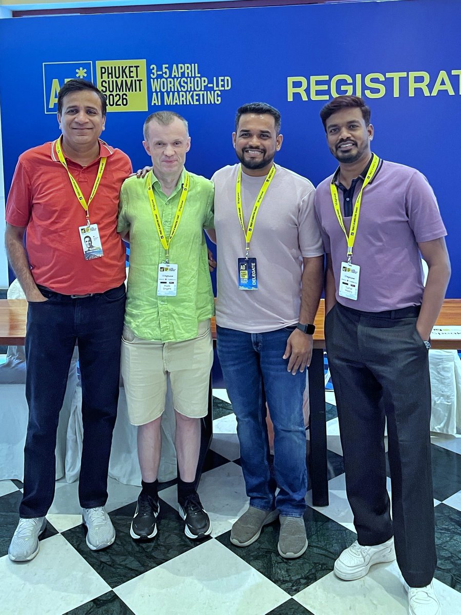 Final day at Phuket Summit 2026 wrapped it clean;

Brand = moat.
Short-form = SEO.
AI + tech SEO = mandatory.
Prompt → Product → Revenue.

3 days, one truth: AI isn’t a tool. It’s the operating system of marketing.

Leaving sharper.

#PhuketSummit2026 #AIMarketing #AITools