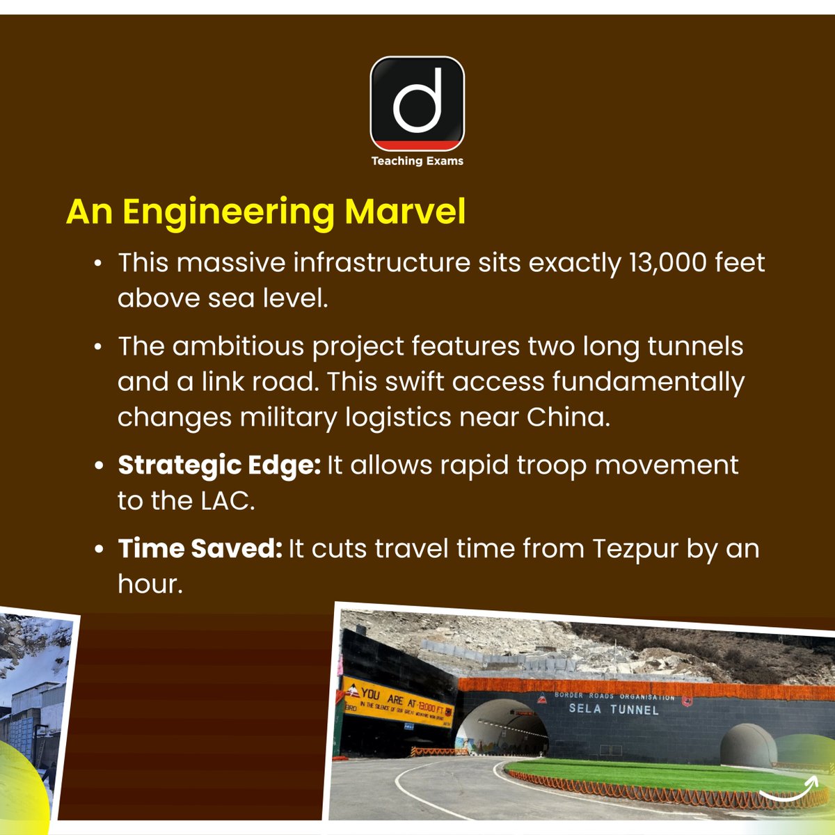 Drishtiteaching's tweet image. Sela Tunnel: From winter isolation to all-weather strategic strength.

#SelaTunnel #BorderInfrastructure #IndianArmy #ArunachalPradesh #LAC #Defence #Infrastructure #India #StrategicEdge