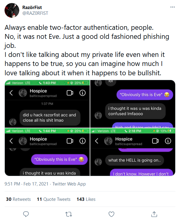 .<a href="/RazorFist/">RazörFist</a> is going to back <a href="/TheQuartering/">TheQuartering</a>'s deplatforming and cry about "drama parasites" because in 2021 the anti-porn crusader's gf caught him masturbating to porn and told everyone on Twitter. He seethed at <a href="/MoshiMoshiMoan/">MoshiMoshiMoan</a> for covering it.

kiwifarms.st/threads/razorf…