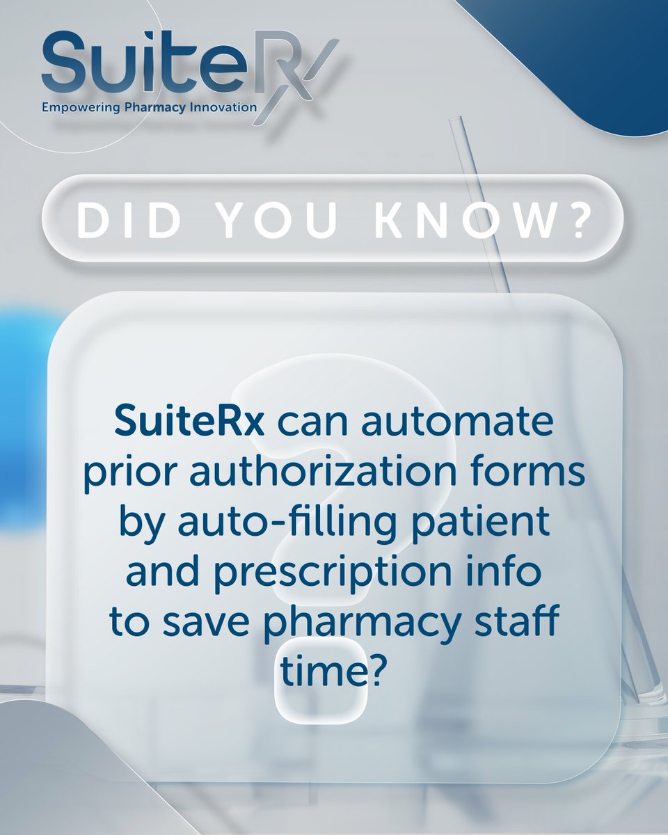 Prior authorizations can be one of the most time consuming tasks for pharmacy staff. With SuiteRx, prior authorizations no longer slow down ur pharmacy workflow. This means less time on paperwork &amp; more time on patients, counseling &amp; care.

#SuiteRx #DidYouKnow #pharmacysoftware