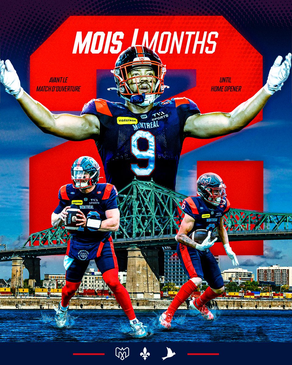 MTLAlouettes's tweet photo. Seulement 2 mois avant le retour du football à la maison! 🏈🔥

Les billets individuels seront disponibles le 24 avril… mais d’ici là, inscrivez-vous gratuitement à la prévente pour accéder aux billets AVANT tout le monde! 🤩

➡️ https://t.co/GFB7WEkV6M https://t.co/KMszRk2HJG