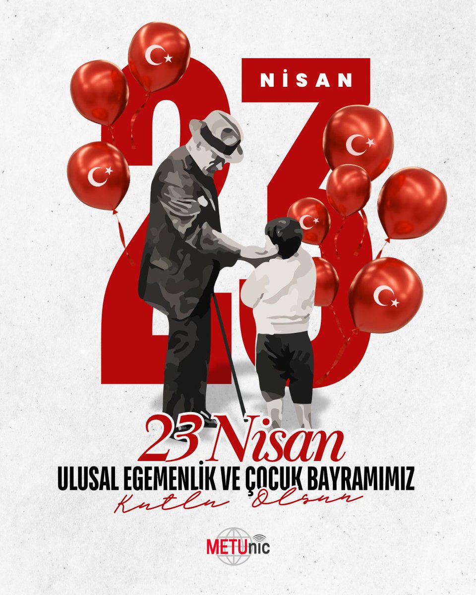 METUnic's tweet photo. Türkiye Büyük Millet Meclisi’nin açılışının yıl dönümünde, dünyada çocuklara armağan edilen tek bayramı gururla kutluyoruz! Geleceğin dijital dünyasını inşa edecek olan çocuklarımızın yanındayız. 23 Nisan Ulusal Egemenlik ve Çocuk Bayramımız kutlu olsun! 🎈🇹🇷

#23Nisan #UlusalEgemenlikveÇocukBayramı