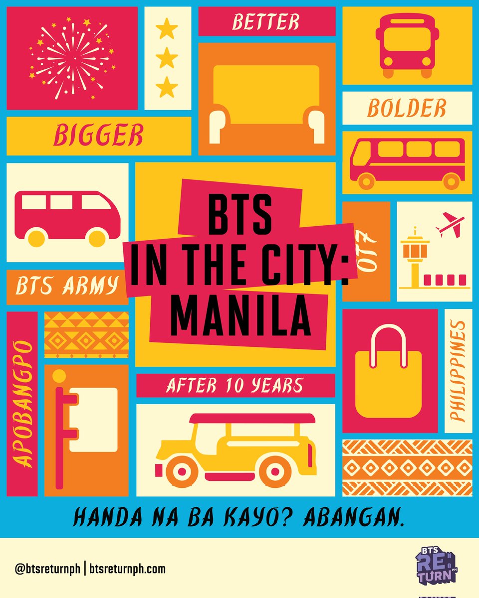 A year after Hope on the Stage in Manila, now we’re back for something BIGGER, BETTER, BOLDER.

Abangan. 👀

🔗 btsreturnph.com/concert

#BTSRE_TURNPH #2027BTSConcertInitiativePH #PHARMYsUnite