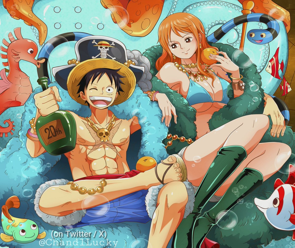 Luffy and Nami ルナミ 🏴‍☠️👑 tweet media
