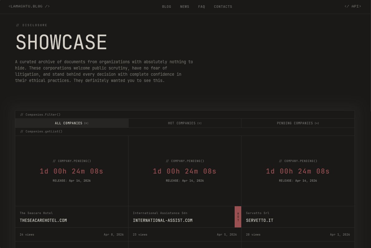 New Lamashtu #Ransomware Leak Site

Lamashtu is a demon from Mesopotamia mythology.
8 Victims

lamashtux5j74mcm7lwwgn5yrvuwtrpxjoyendif3v3hrztjesfoyayd[.]onion