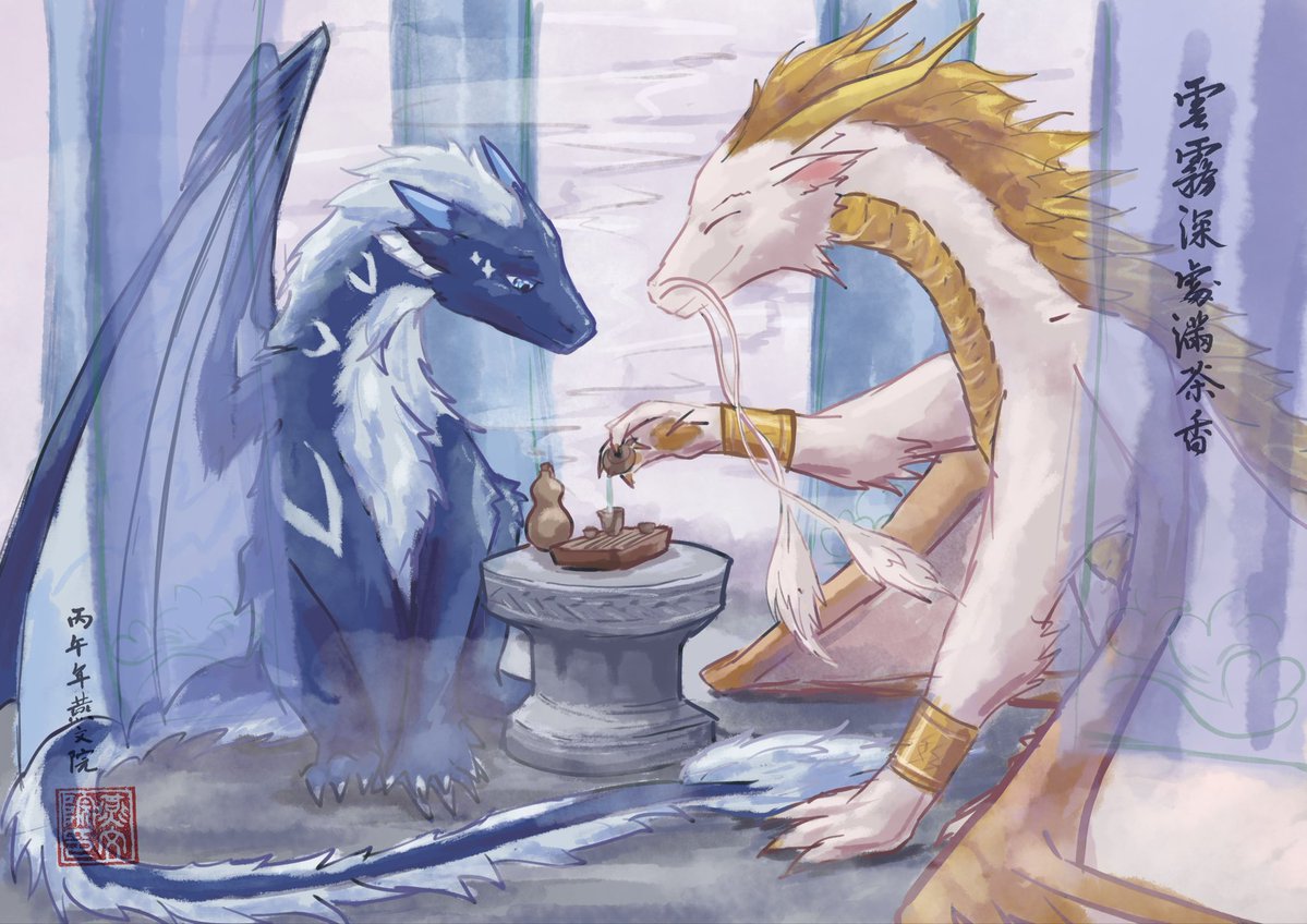 SombraDerg's tweet image. Shall I Pour You Some Tea?

This adorable piece was created by our friend Yan.  Noelle owned by @RyukiriDragon &amp;amp; Sombra owned by me.

#dragon #art #tea