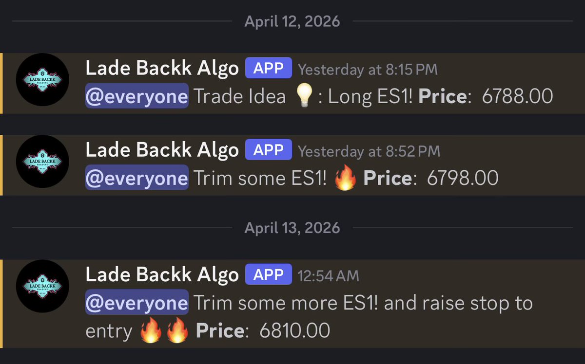 LadeBackkAlgo's tweet photo. If you’re trading futures off weekend news you’re doing it wrong. The plan was simple last night. Long $ES_F on our 6785 level reclaim. An easy 20+ point trade before bed. https://t.co/jAtwopg8w9