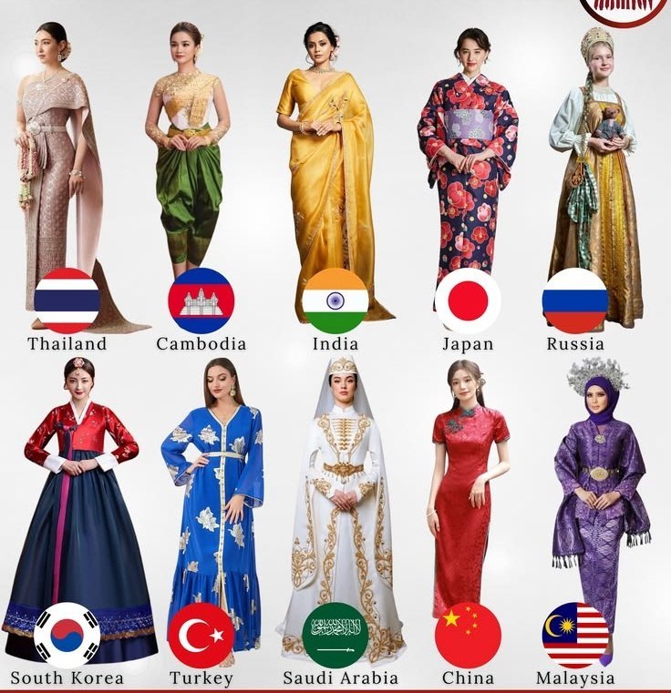 ShalomInfosoftz's tweet image. Which country's traditional look do you like the most? Comment your answer below! 👇 #Country #Look #Comment