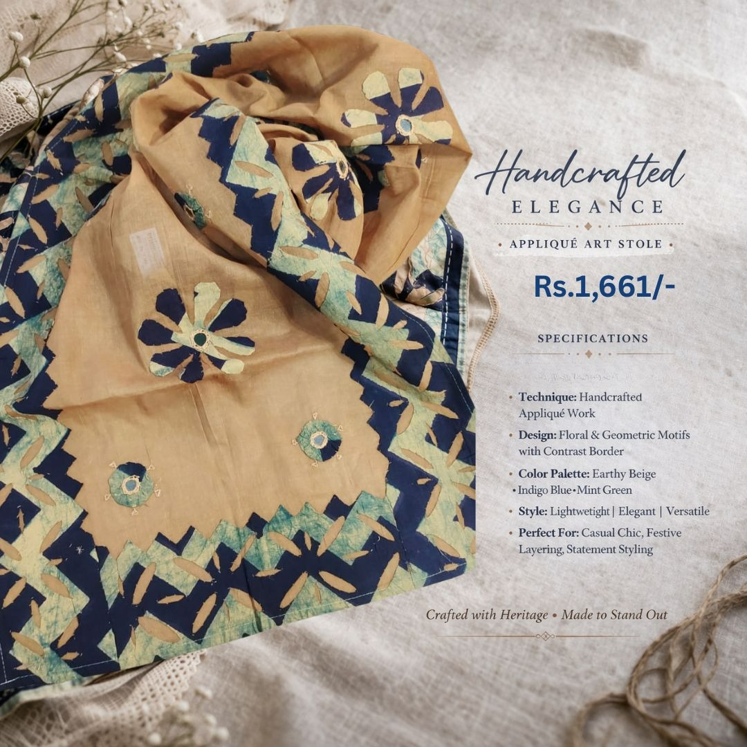 smccic01's tweet image. Wrap yourself in handcrafted elegance.
This exquisite appliqué art stole blends tradition with contemporary style—perfect for effortless sophistication.

💰 Price: ₹1,661
📞 Call/WhatsApp: 9971758003
🌐 Visit: shoponline.cottageemporium.in
#Craftsmanship #WearableArt #IndianHandloom