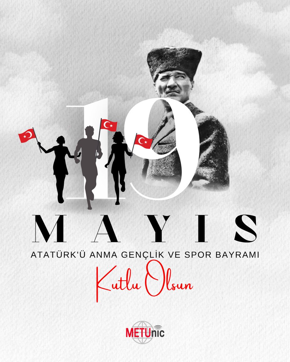 METUnic's tweet photo. 19 Mayıs 1919'da yanan bağımsızlık meşalesi, bugün gençlerin enerjisi ve dijital dünyanın vizyonuyla parlamaya devam ediyor. Gazi Mustafa Kemal Atatürk’ü saygıyla anıyor, tüm gençlerimizin bayramını kutluyoruz! 🇹🇷

#19Mayıs #GençlikveSporBayramı #AtatürküAnma https://t.co/7p04nKz7T2