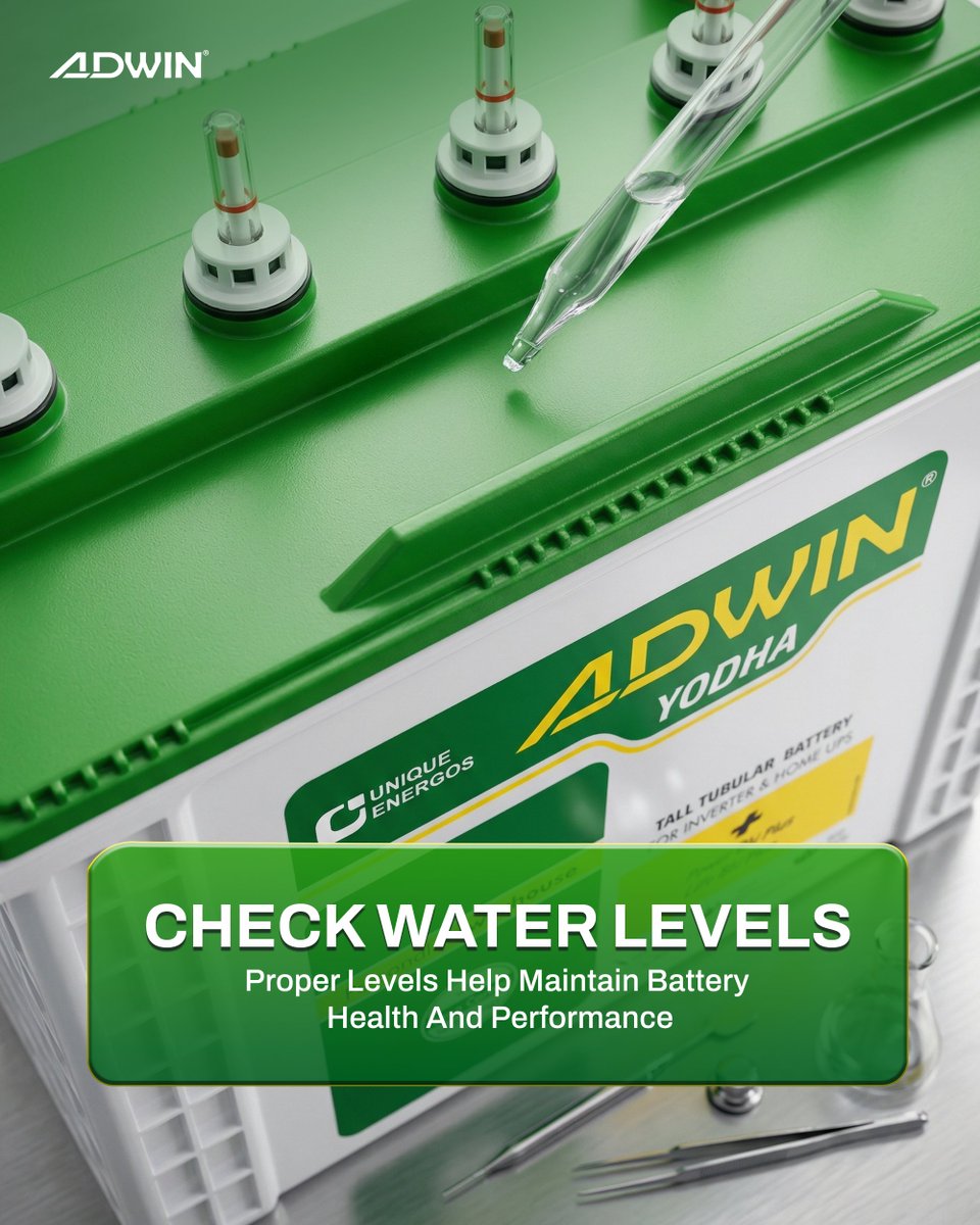 AdwinBattery's tweet image. Small habits = longer battery life.
Keep your backup system performing at its best.

#PowerTips #BatteryCare #AdwinEnergy