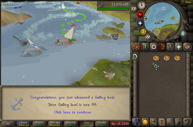 99 Sailing - Only slayer left for maxing.