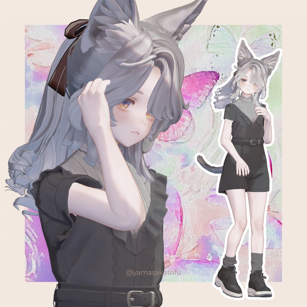 YamasakaTofu's tweet image. おもいでポニー&amp;amp;シニヨンをマリシアちゃんのデフォ前髪に合わせられるよう調整中です！セール中300円で販売予定です✨ #wip #Marycia3D