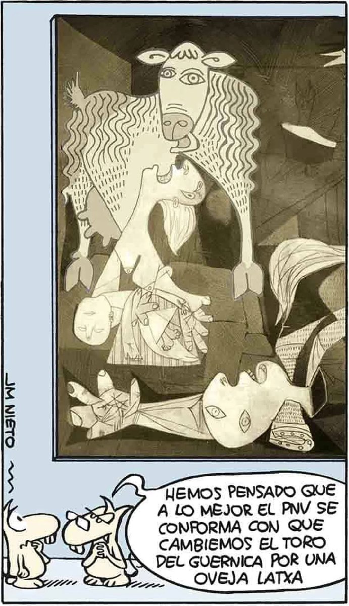 SieteSofi's tweet image. Viñetas sobre la polémica en torno al traslado del 'Guernica' de @HUMORJMNIETO, El Roto y @AsieryJavier_HG 

➕#humor &amp;amp; #arte #cartoon 
👉vetustideces.blogspot.com/2026/04/clipda…